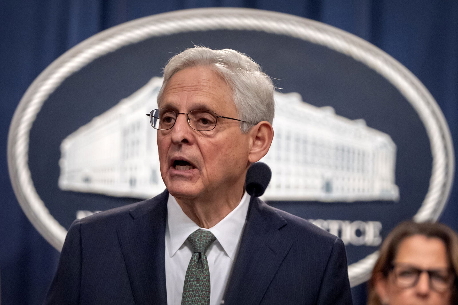 Attorney General Merrick Garland speaks during a news conference Oct. 10 at the Department of Justice in Washington.