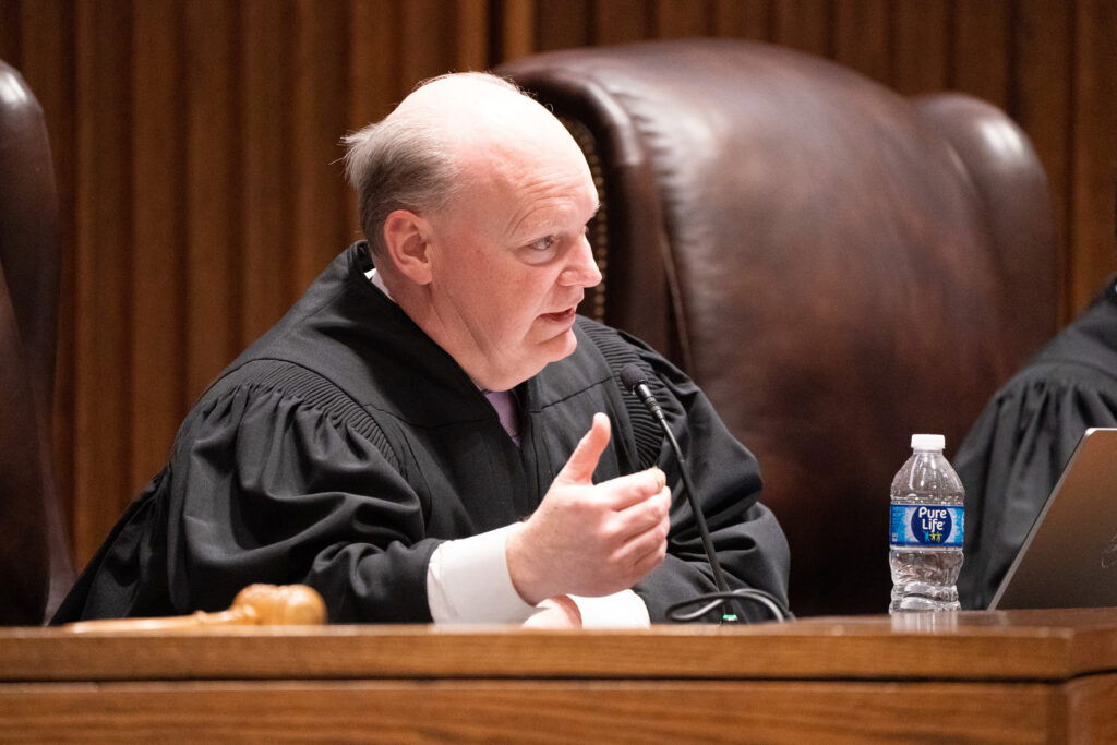 Kansas Supreme Court Justice Keynen ‘K.J.’ Wall Jr. questions aspects of the arguments set forth in Wednesday’s League of Women Voters
