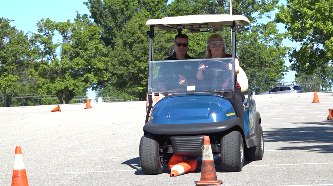MWSU students learn about the hazards of driving while impaired through a drunken driving simulator course.