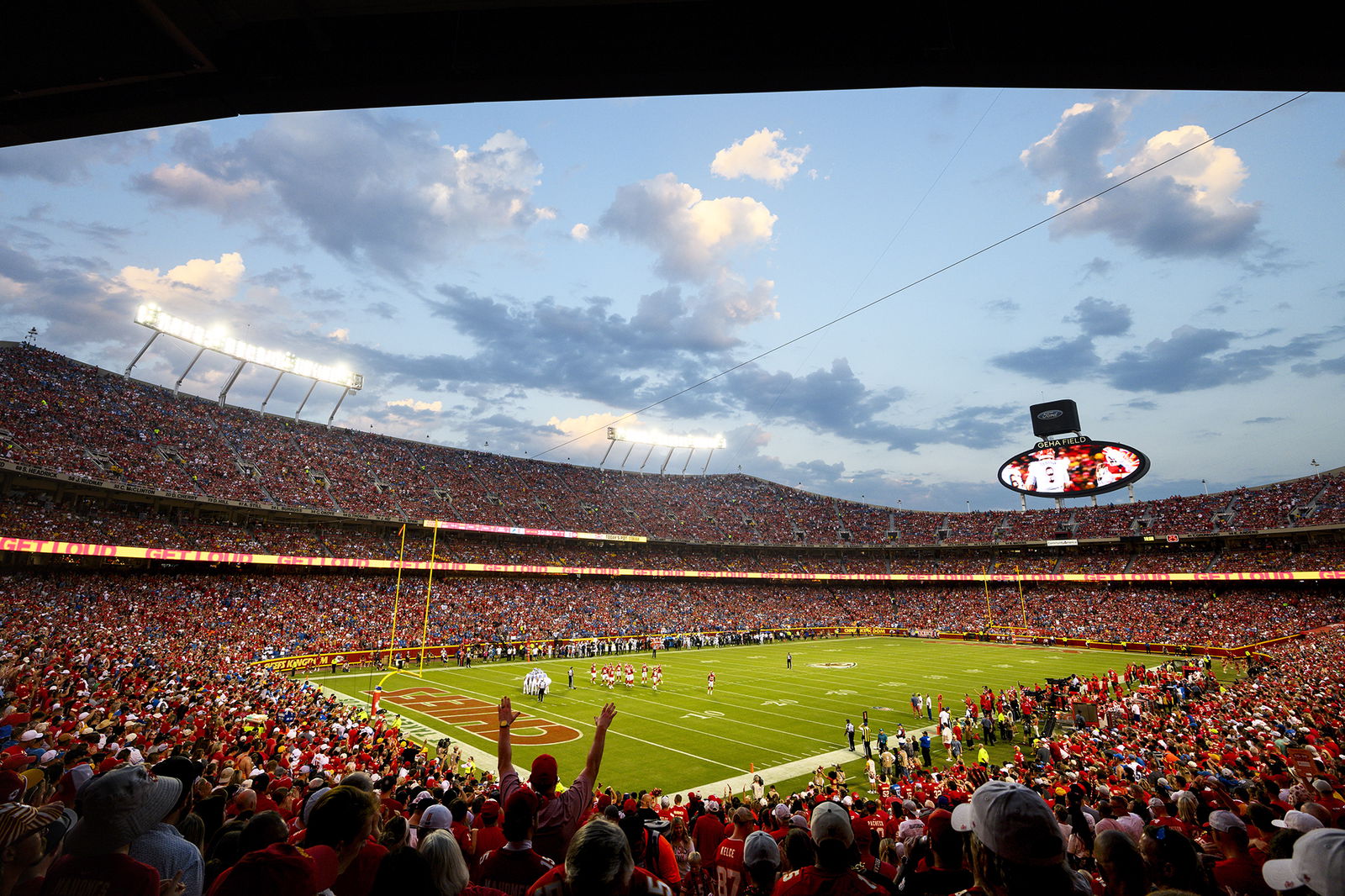 A general overall interior view of GEHA Field is shown in this 2023 photo at Arrowhead Stadium during the first half of a game between the Kansas City Chiefs and the Detroit Lions in Kansas City