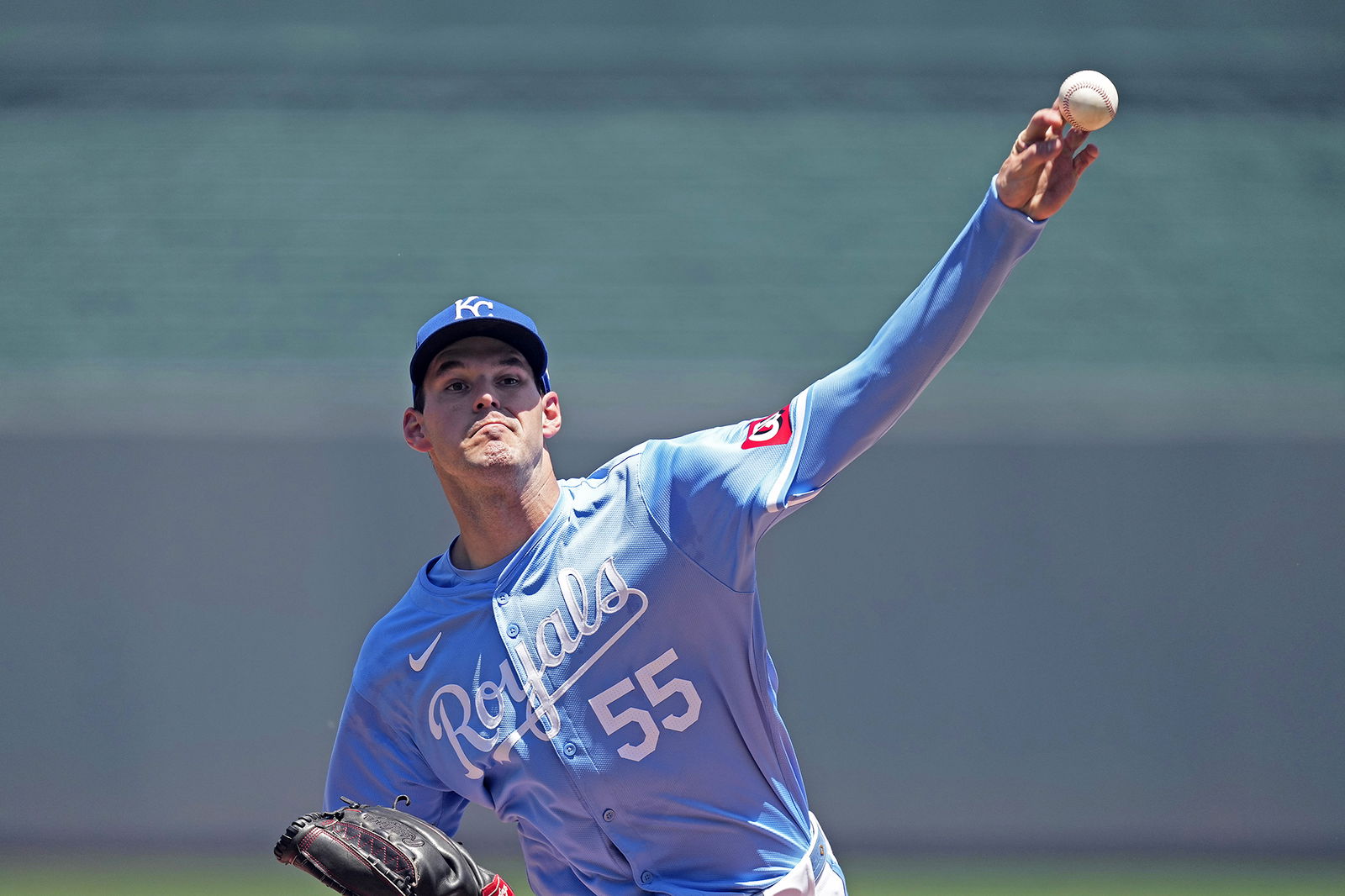 Kansas City Royals starting pitcher Cole Ragans throws during the first inning against the Seattle Mariners on Sunday in Kansas City
