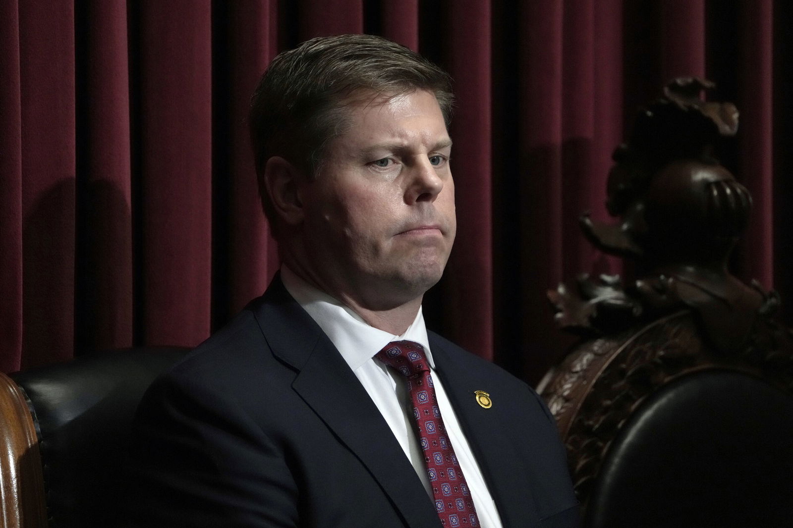 Missouri Speaker of the House Dean Plocher listens as Gov. Mike Parson delivers the State of the State address on Jan. 24 in Jefferson City