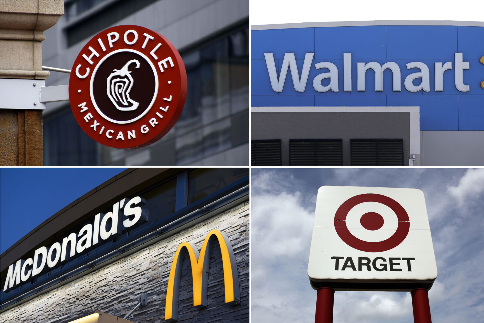 This combination image shows signage of a Chipotle restaurant
