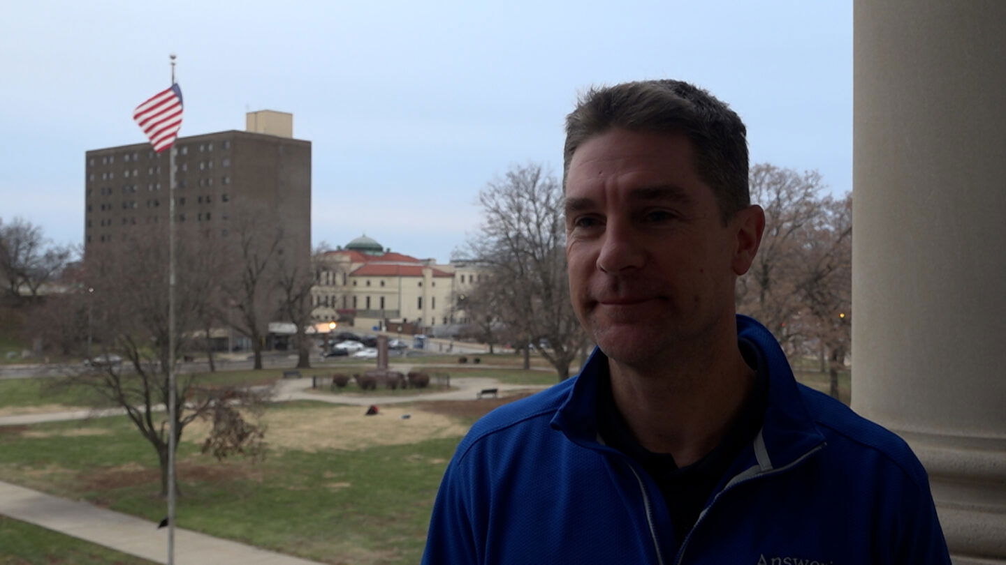 Public Works Director Abe Forney discusses the new windows and frames coming to City Hall.