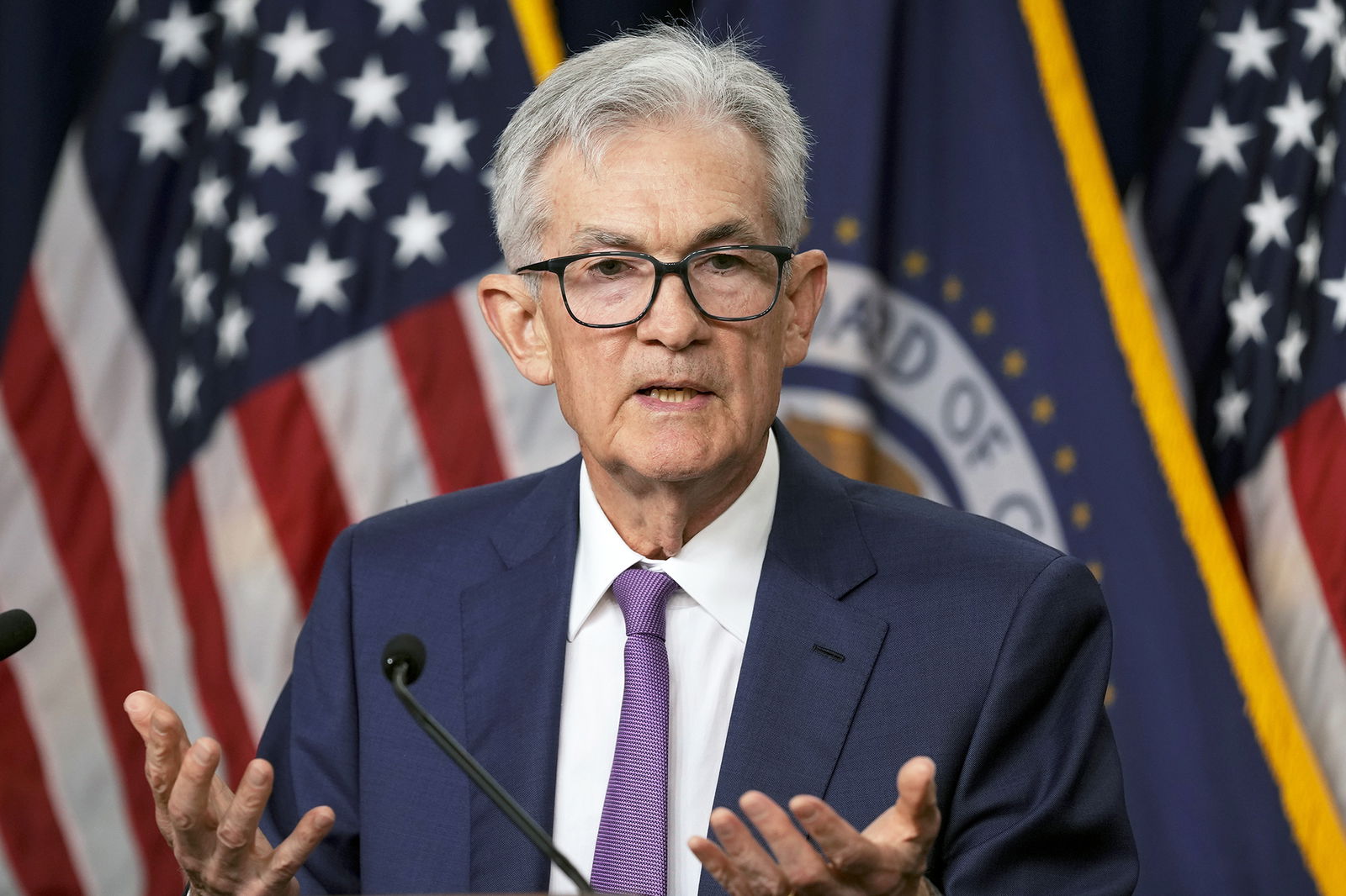 Federal Reserve Board Chair Jerome Powell speaks during a news conference on May 1 at the Federal Reserve in Washington.