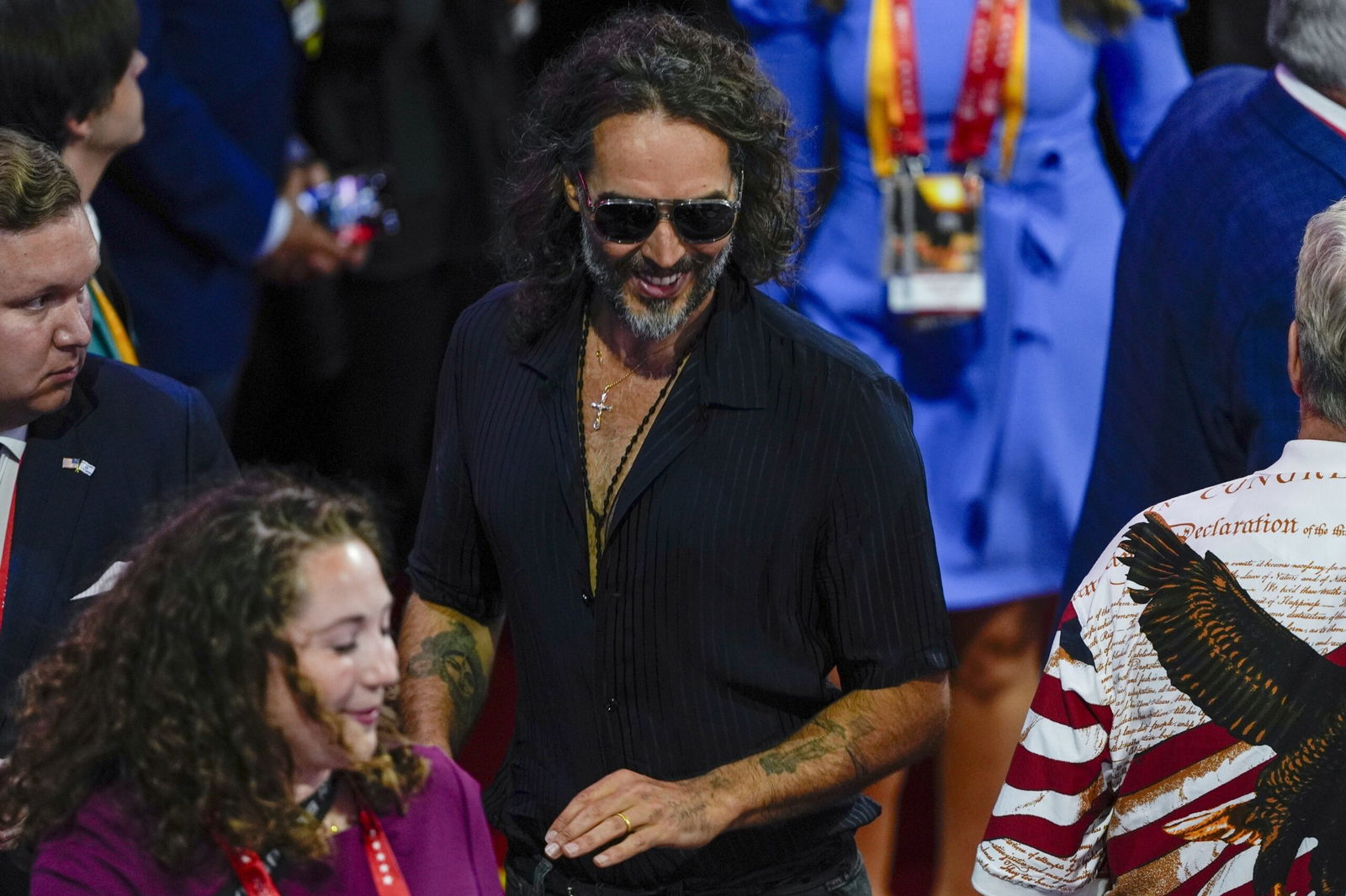 FILE - Actor Russell Brand is seen during the Republican National Convention Thursday