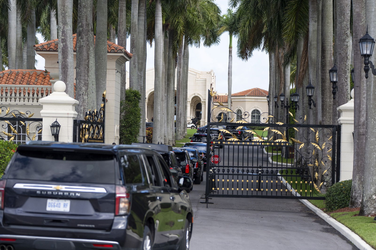 President Donald Trump arrives at the Trump International Golf Club