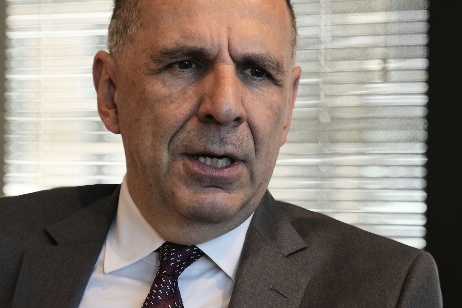 Greece Foreign Minister Giorgos Gerapetritis responds to questions during an interview at the Permanent Mission of Greece to the United Nations