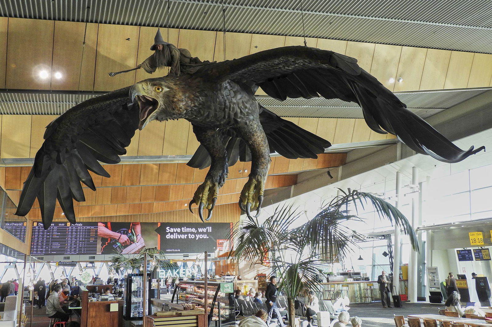 <i>Charlotte Graham-McLay/AP via CNN Newsource</i><br/>One of the sculptures hangs over the food court area in Wellington Airport