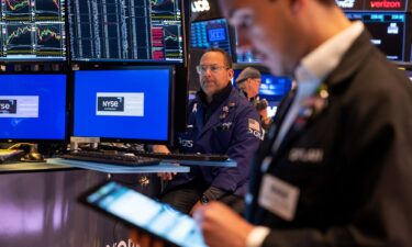 Traders work on the floor of the New York Stock Exchange.