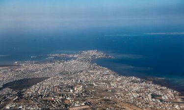 This aerial photo shows Djibouti