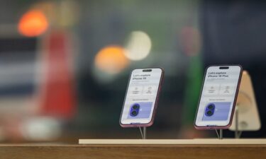 The iPhone 16 and iPhone 16 Plus smartphones at an Apple store in New York on May 23