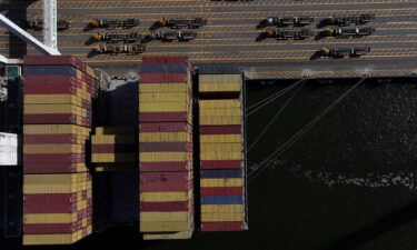 A container ship is unloaded at the Port of Oakland in May 2025 in California
