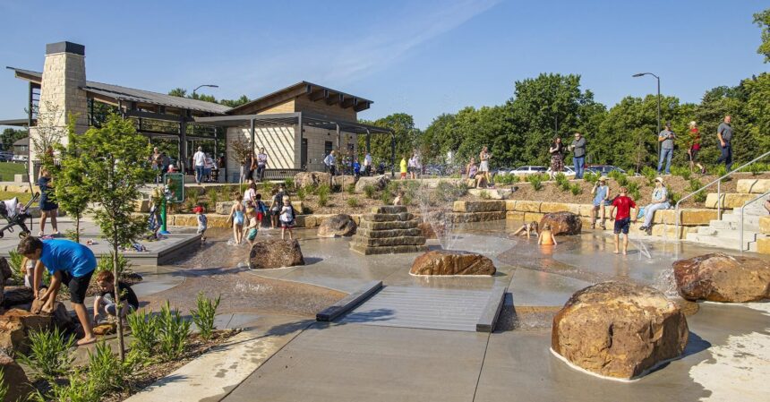 Wildur Bluff Park splash pad in Shawnee, Kansas