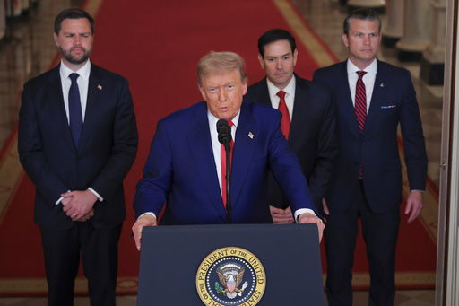President Donald Trump speaks from the East Room of the White House in Washington