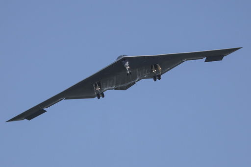 A B-2 bomber arrives at Whiteman Air Force Base Mo.
