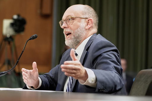 Office of Management and Budget director Russell Vought testifies during a Senate Appropriations Committee hearing on the rescissions package on Capitol Hill