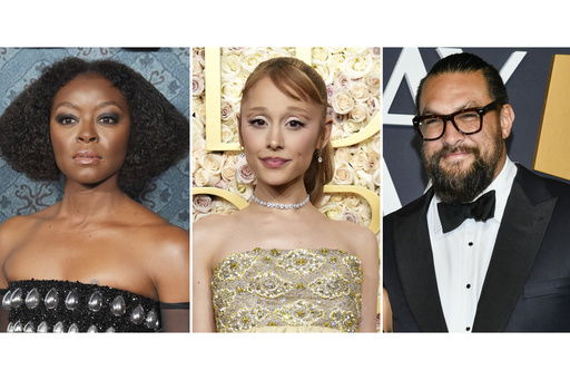 This combination of photos shows actors