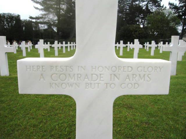 A gravestone of an unknown soldier in Normandy, France.