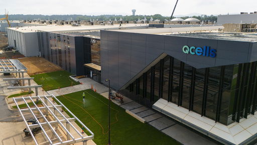 The Qcells solar panel plant is seen Friday