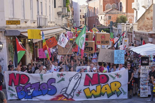Activists stage a protest in Venice