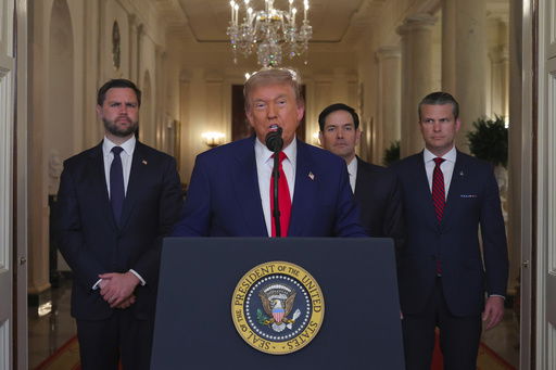 President Donald Trump speaks from the East Room of the White House in Washington