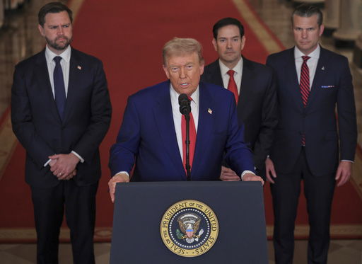 President Donald Trump speaks from the East Room of the White House in Washington