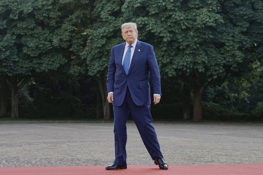 President Donald Trump arrives for a formal dinner at the Paleis Huis ten Bosch ahead of the NATO summit in The Hague