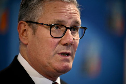 Britain's Prime Minister Keir Starmer speaks to the media as he arrives for the NATO summit of heads of state and government in The Hague Wednesday