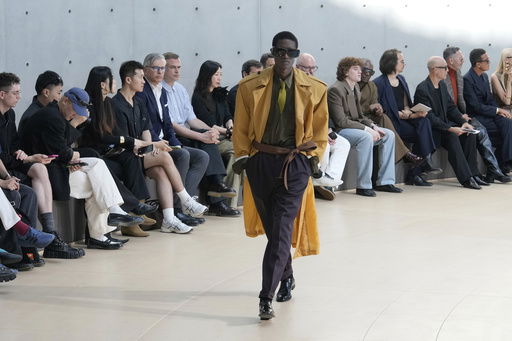 A model wears a creation as part of the men's Saint Laurent Spring-Summer 2026 collection