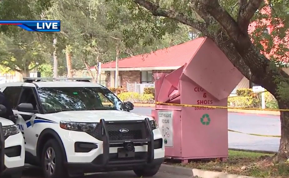 <i>WSVN via CNN Newsource</i><br/>An unhoused woman has died after she reportedly got stuck while trying to retrieve articles of clothing from a donation drop box in Plantation.
