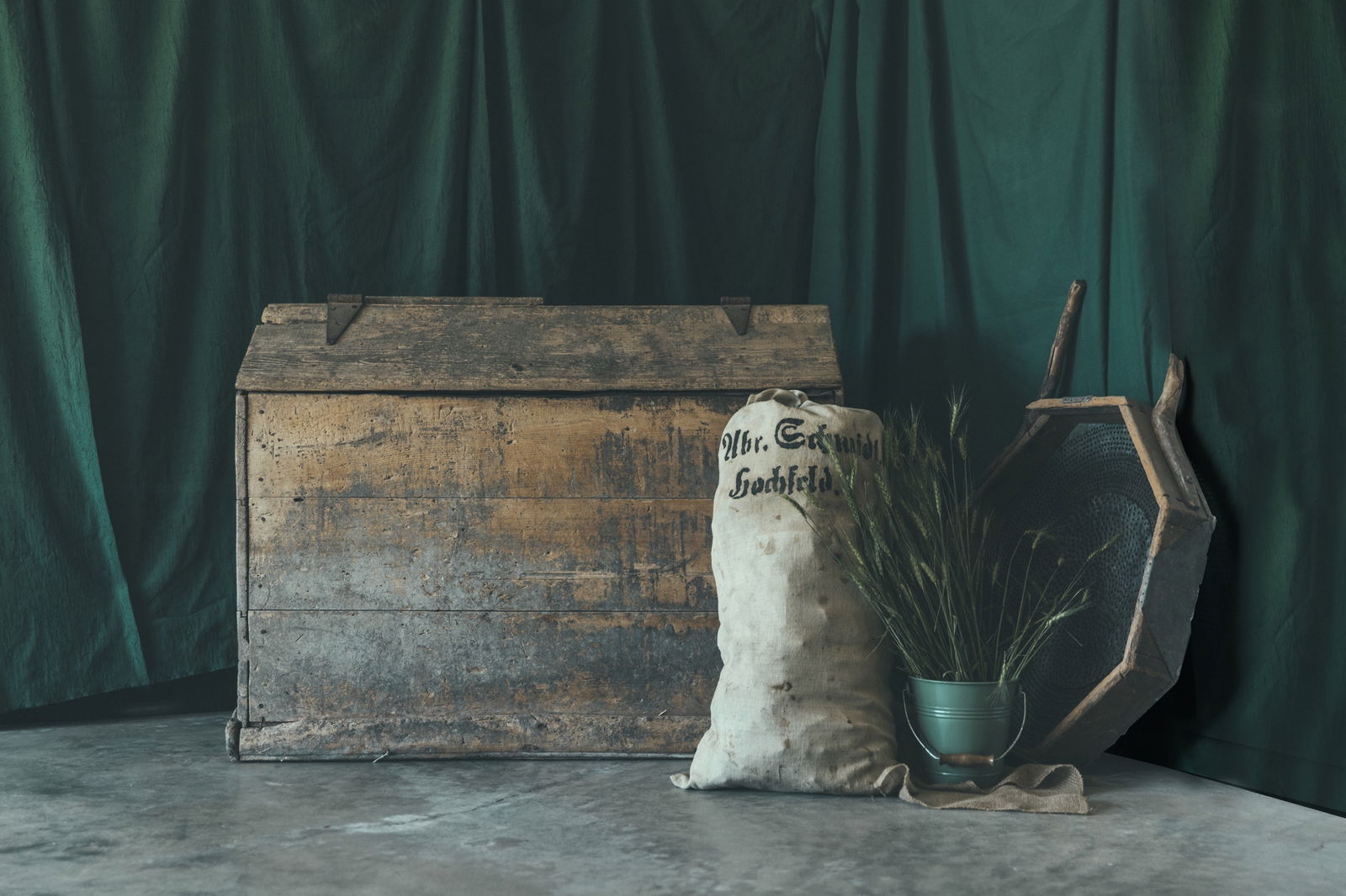Hard red wheat from Russia arrived in wooden chests like this one in the Mennonite Heritage & Agricultural Museum in Goessel, Kansas.