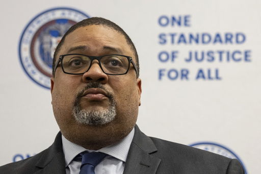Manhattan District Attorney Alvin Bragg speaks during a news conference