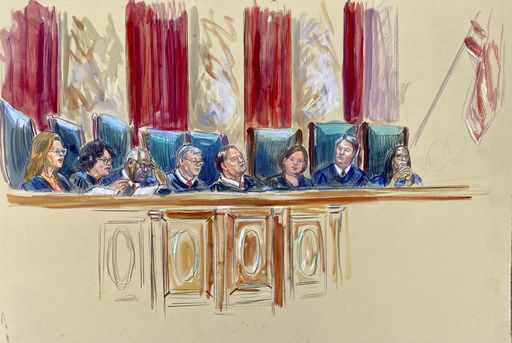 This artist sketch depicts Justice Amy Coney Barrett