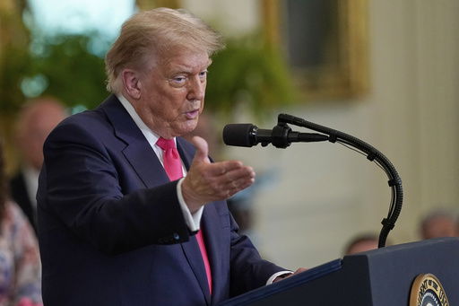President Donald Trump speaks at an event to promote his domestic policy and budget agenda in the East Room of the White House