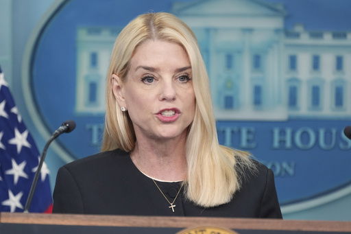 Attorney General Pam Bondi speaks to the media
