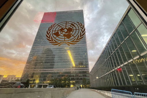 FILE -The United Nations headquarters building is seen from inside the General Assembly hall