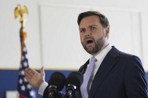 Vice President JD Vance speaks during a visit to the Wilshire Federal Building Friday