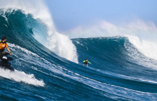 Ralda surfs at Red Bull Magnitude at Jaws in Maui in January 2022.