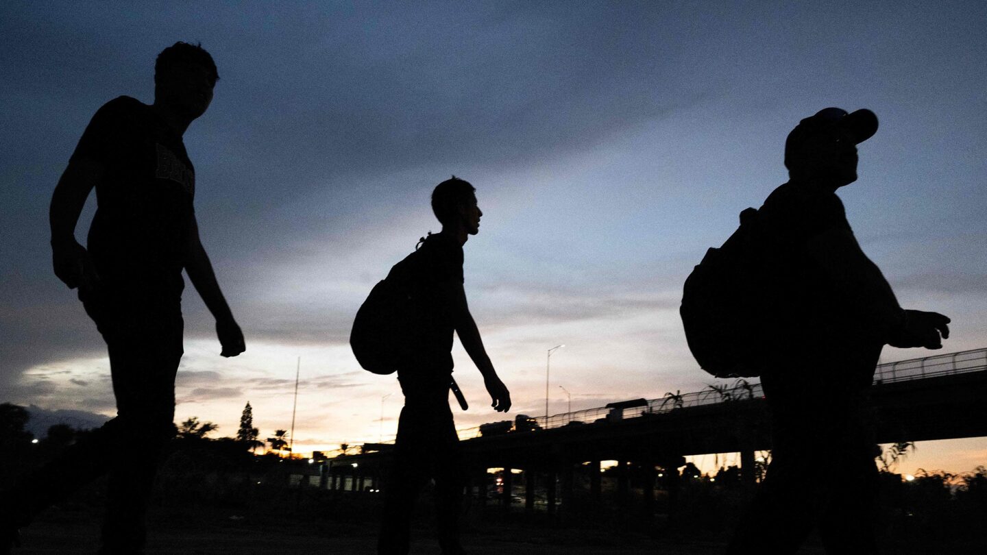 <i>Andrew Caballero-Reynolds/AFP/Getty Images/File via CNN Newsource</i><br/>Venezuelans walk to a US Border Patrol processing center after they crossed the Rio Grande river and over the razor wire to cross into Eagle Pass
