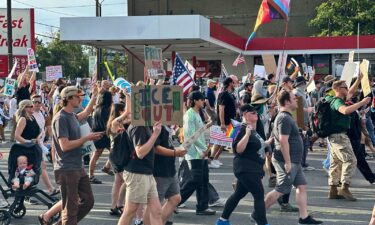 Demonstrators denounced the Trump administration at a "No Kings" protest in Salt Lake City -- one of 2
