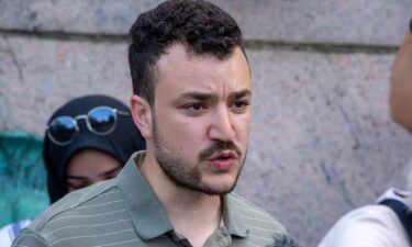 Mahmoud Khalil is seen at a pro-Palestinian protest encampment on the Columbia University campus in New York