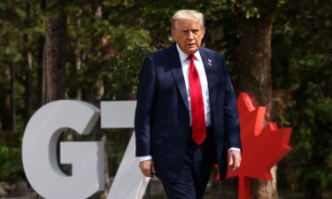 President Donald Trump arrives at the G7 summit in Kananaskis