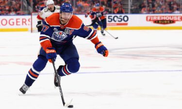 The Oilers' Connor McDavid (No. 97) and teammate Leon Draisaitl lead all players in playoff points this postseason.