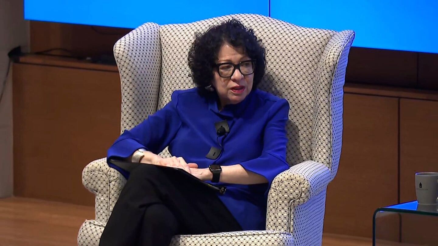 <i>Pool via CNN Newsource</i><br/>US Supreme Court Justice Sonia Sotomayor speaks during an event at Georgetown Law on March 28.