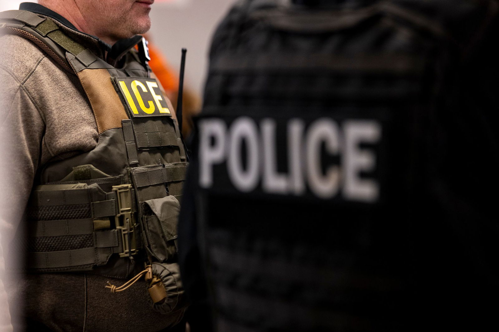 <i>Christopher Dilts/Bloomberg/Getty Images via CNN Newsource</i><br/>US Immigration and Customs Enforcement agents