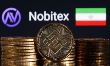Representations of cryptocurrency Binance are seen in front of displayed Nobitex logo and Iran flag in this illustration taken in November 2022.