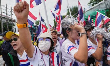 Anti-government protesters gather in front of Government house demanding Thailand's Prime Minister Paetongtarn Shinawatra resign in Bangkok