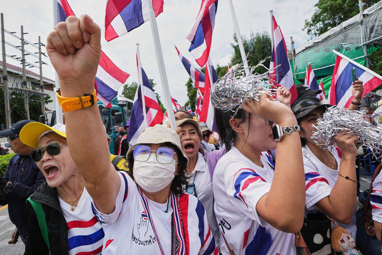 <i>Sakchai Lalit/AP via CNN Newsource</i><br/>Anti-government protesters gather in front of Government house demanding Thailand's Prime Minister Paetongtarn Shinawatra resign in Bangkok