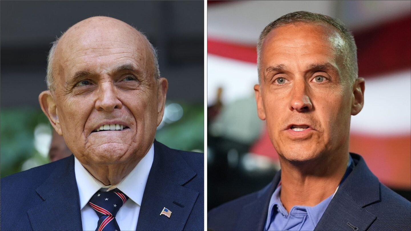 <i>Getty via CNN Newsource</i><br/>Former NYC Mayor Rudy Giuliani and political consultant Corey Lewandowski.